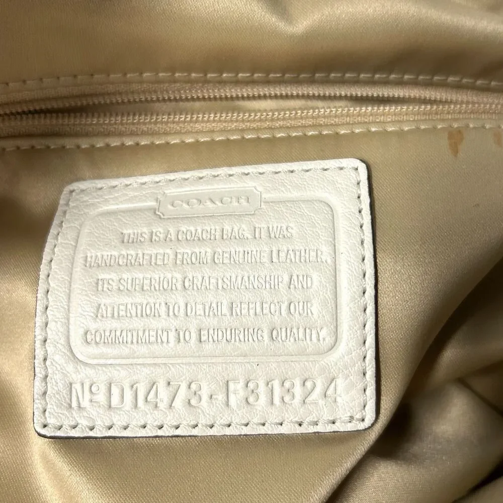 Coach Vermillion Park Kathryn Triple Zip White Soft Pebble Leather Satchel Bag